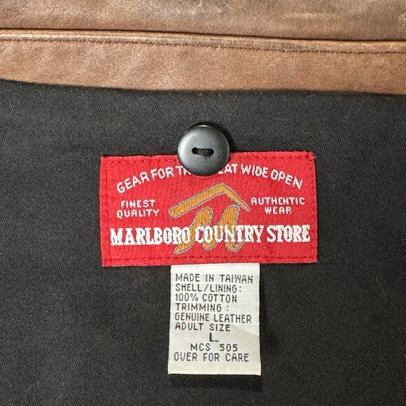 VTG 90s Marlboro Country Store Jacket Coat Men L Red Flannel/Quilt Liner Pockets - Picture 10 of 16